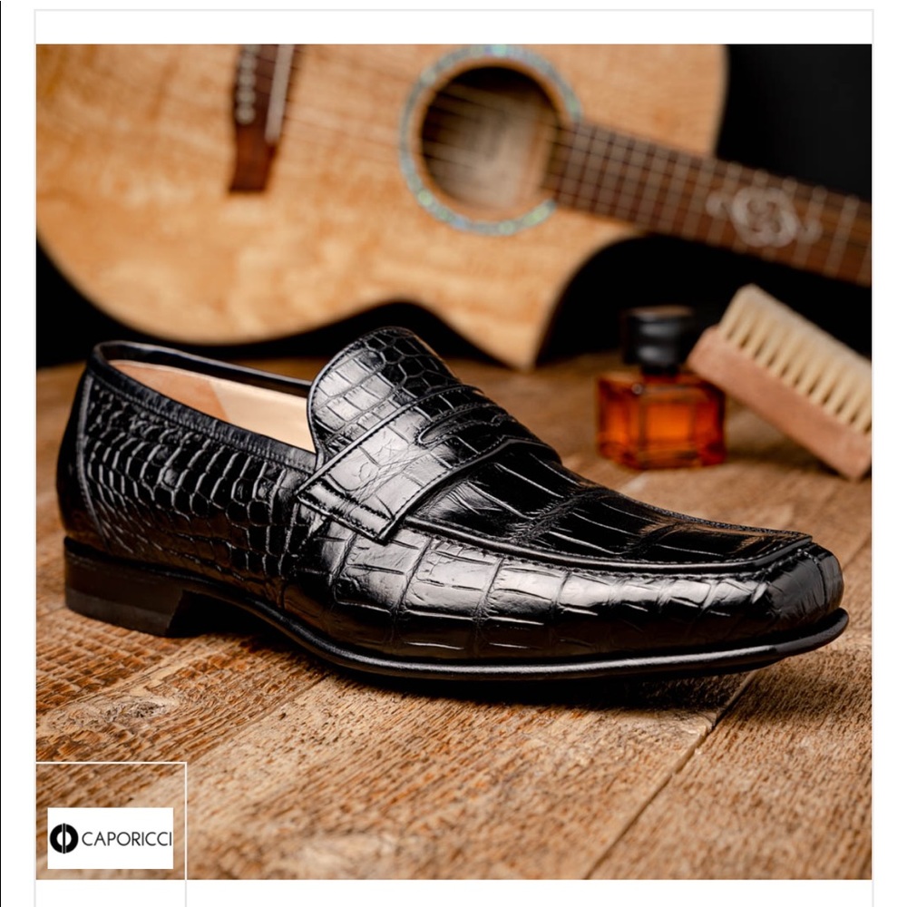 Caporicci 9961 Blk Genuine Alligator Penny Loafers - Picture 3 of 10